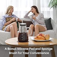 Vista 9 de Cafetera fría de 34 onzas, cafetera preparada con filtro extraíble de doble malla de acero inoxidable 304, recipiente de vidrio sin BPA, cafetera