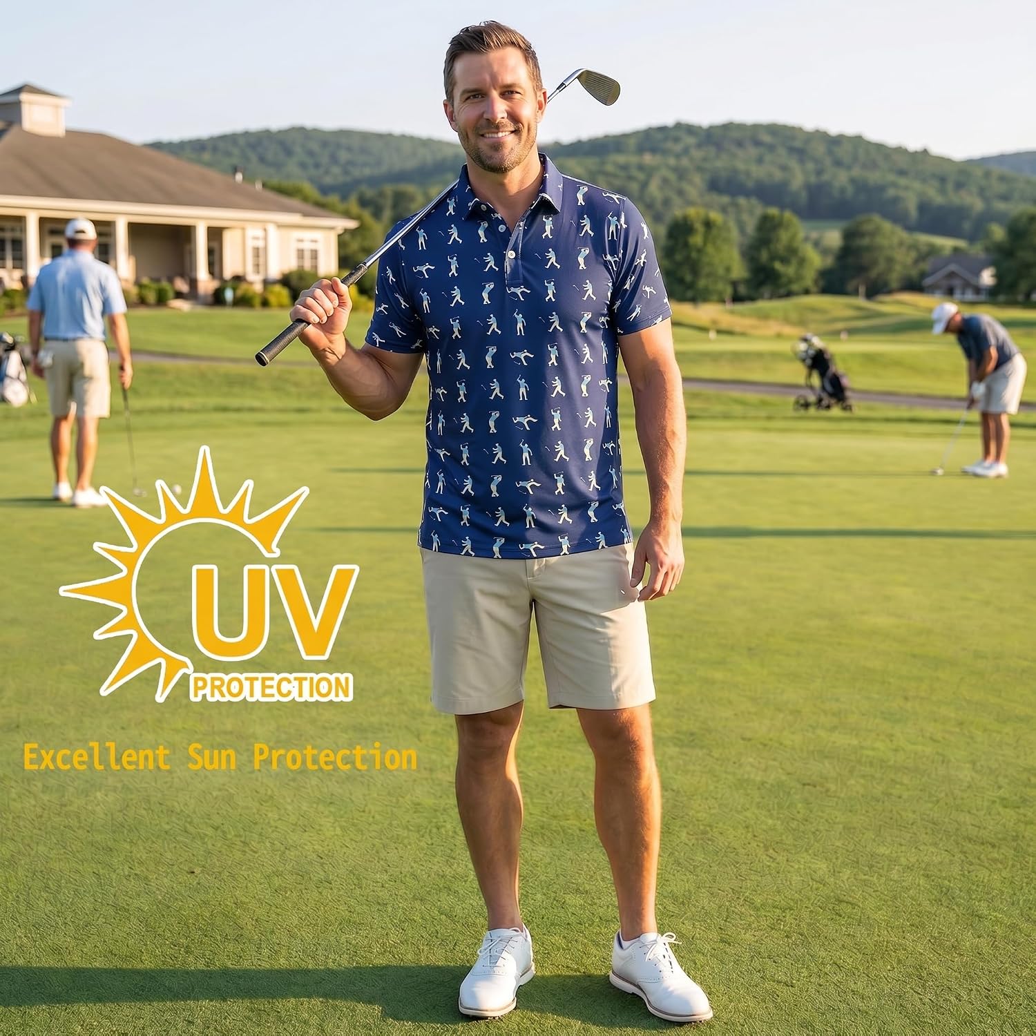 Men's Golf Polo Shirts, Funny Golf Shirts for Men, Moisture Wicking Quick Drying Printed Short Sleeves