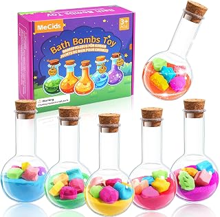 MeCids Magic Potion Bubble Bath Bombs for Kids -Bath Color Tablets Bath Potions for Toddlers Ages 4-12 Fun Science Kit Gift for Birthday, Halloween，Christmas- 6 Pack (Shaped Gems & Stars)