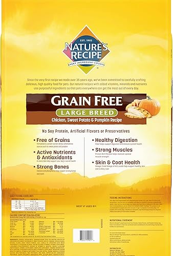 Miniatura 3 de Nature's Recipe Alimento seco para perros de raza grande sin granos, batata y calabaza, 24 libras, paquete variado de recetas de pollo sin granos,