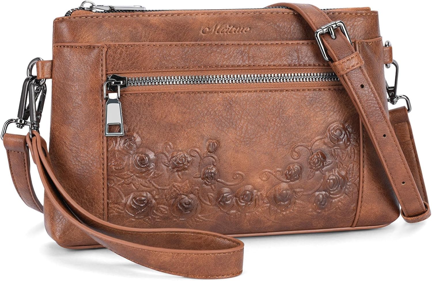 MEITRUE Wristlet Wallet Small Crossbody Bags for Women Clutch Purse Leather Phone Purse with Adjustable & Detachable Strap