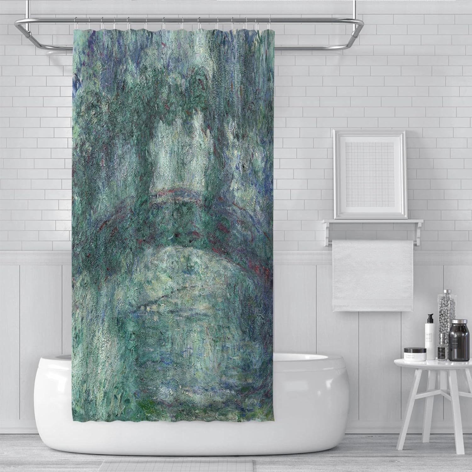 Impressionist Artist Claude Monet Shower Curtain Dark Green Shower Curtain Liner Extra Long Shower Curtain for Bathroom Bathtubs Decor W78 x L78(in)