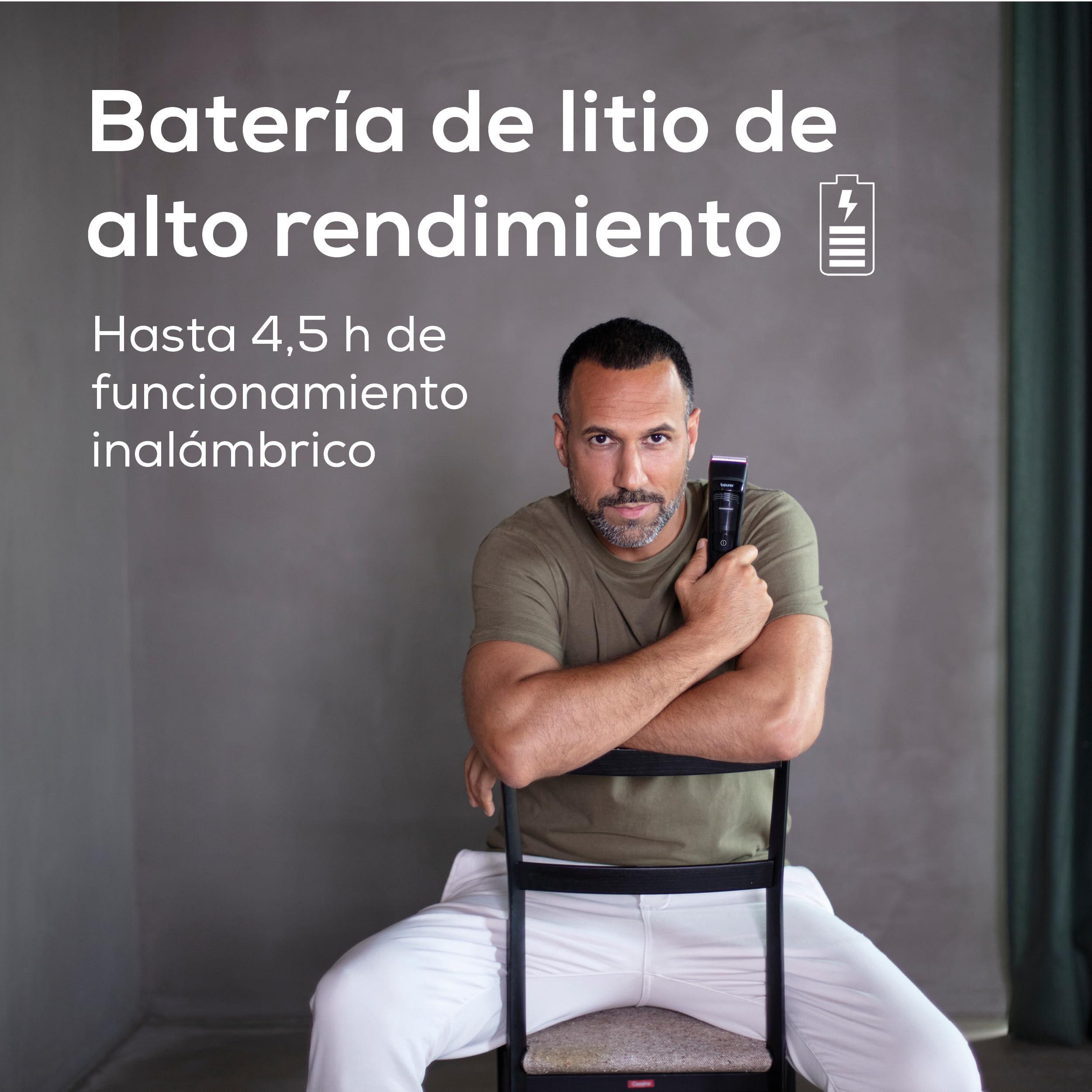 Beurer MN5X Cortapelos, corte profesional y rápido, 6 cuchillas de acero inoxidable para peinado individual, ajuste fino 4 niveles, cortapelos para hombres con batería