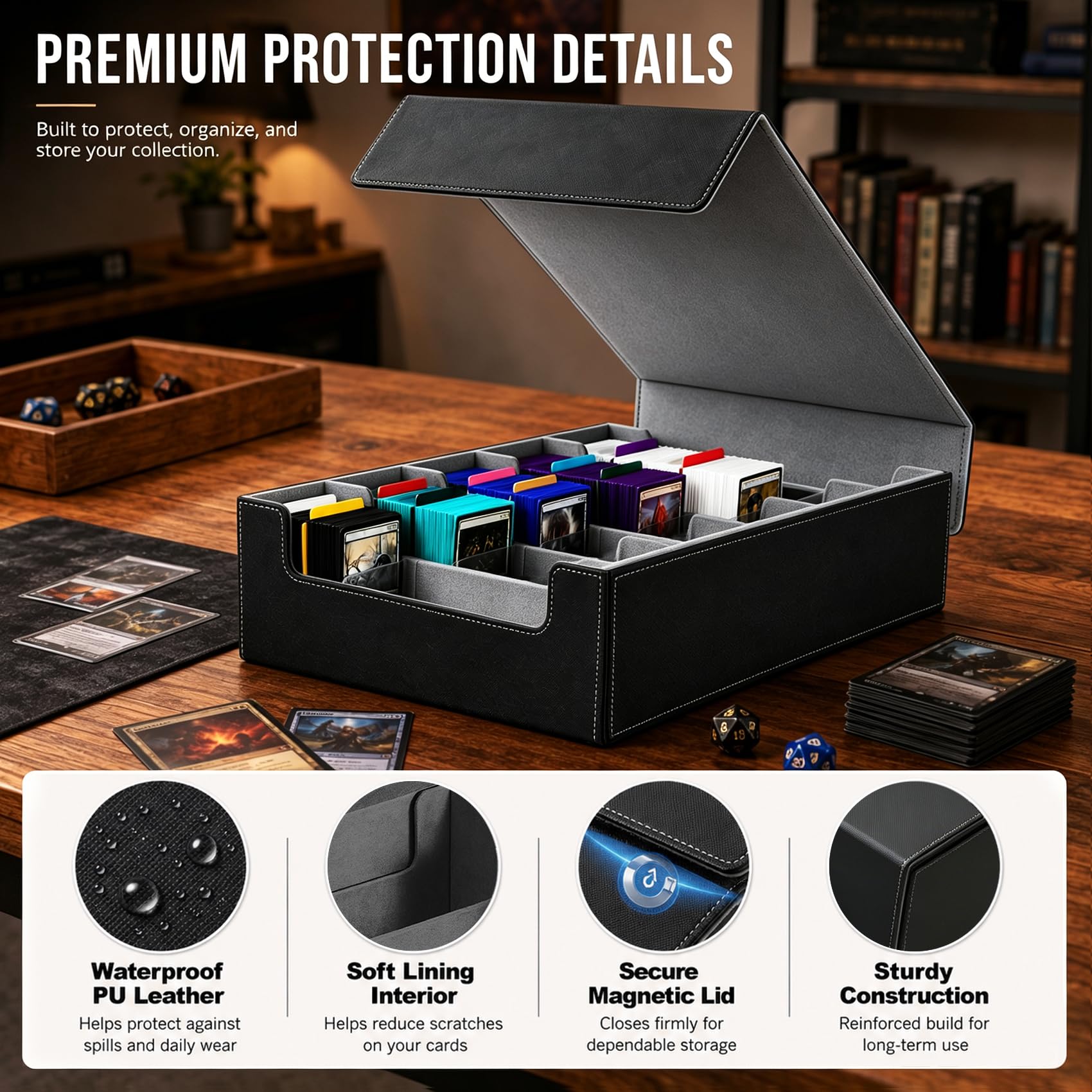 3900+ Boîte de rangement pour cartes de grande capacité, 5 couches avec fenêtre transparente (idéale pour les collectionneurs et les débutants), compatible avec cartes JCC / sport, comprend 34