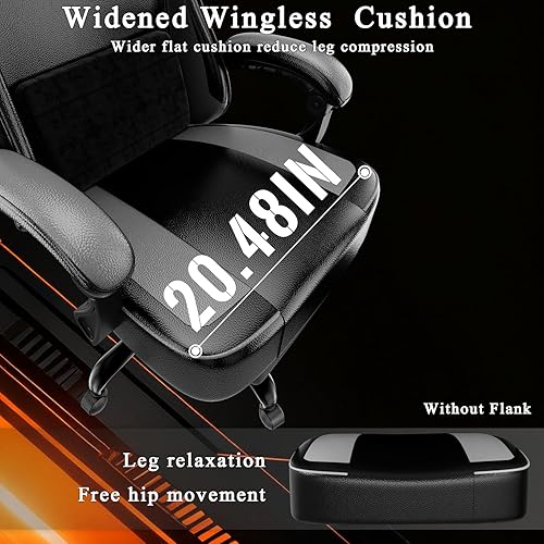 Miniatura 6 de Silla de juegos con cojín de resorte de bolsillo y reposapiés, silla ergonómica para computadora para adultos, silla de juego de piel sintética