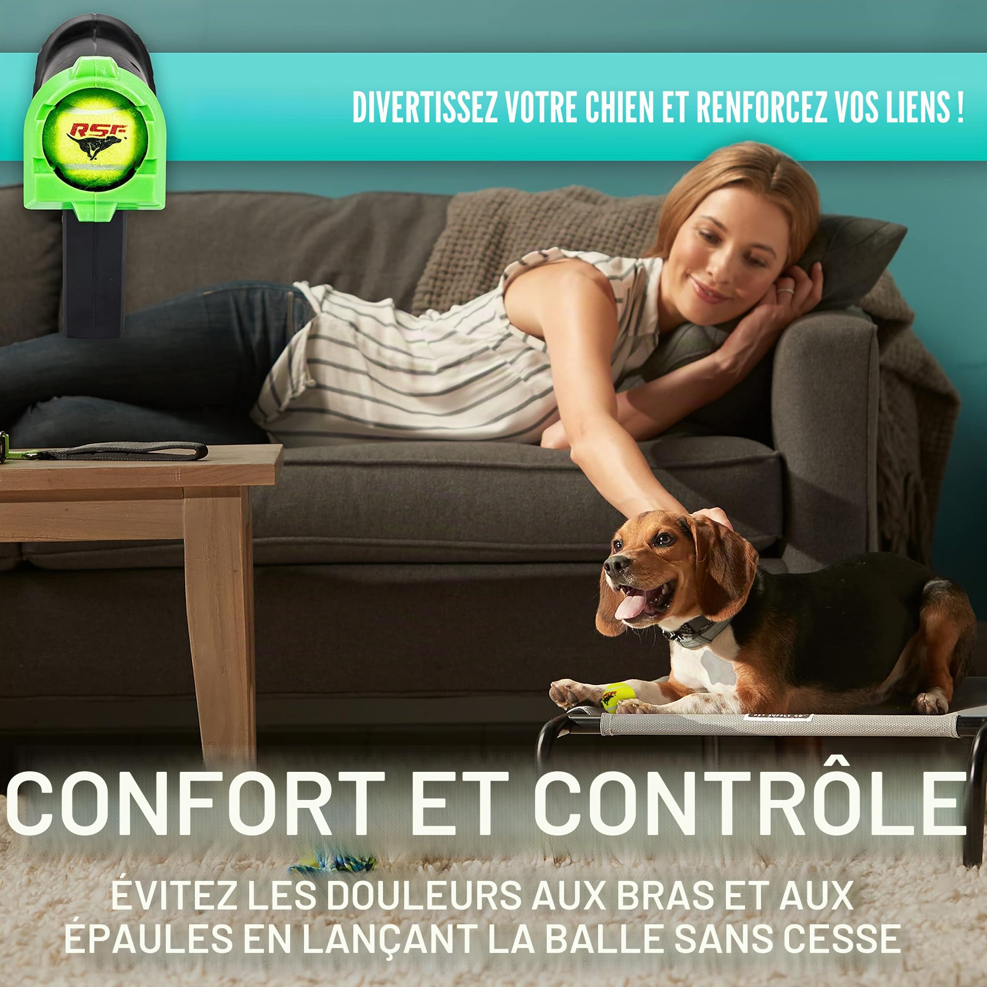 Franklin Pet Supply Lanceur de Balle de Tennis pour Chiens – Balle pour Chien + Canon à Lancer de Balle de Tennis pour rapporter – Jouet Parfait pour Les Petits Chiens