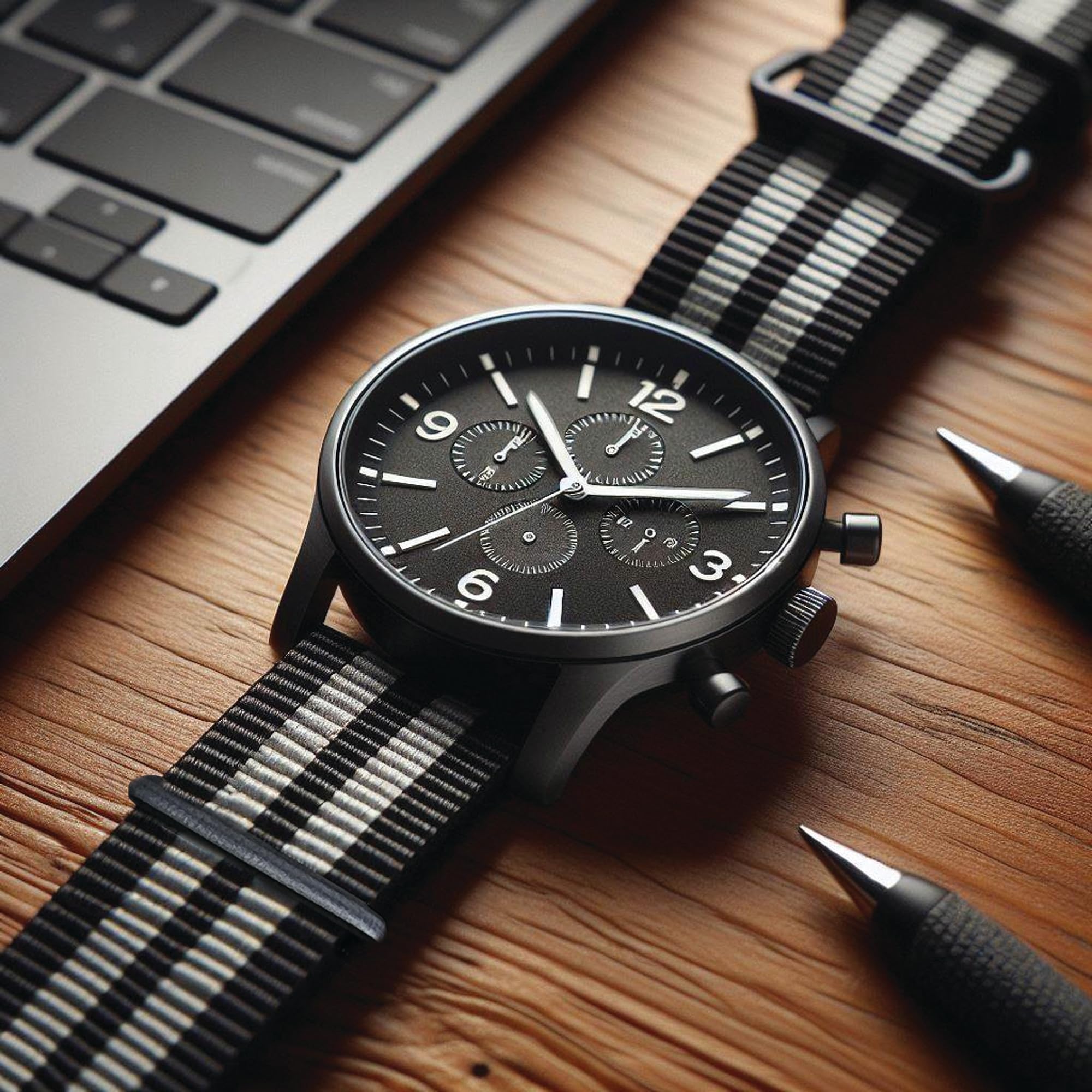 NATO G10 Ballistic Nylon Military watch band strap Bond Black Grey stripe USA Stock 16mm 18mm 19mm 20mm 22mm 24mm High Polished Satin PVD Buckles (20mm, High Polished)