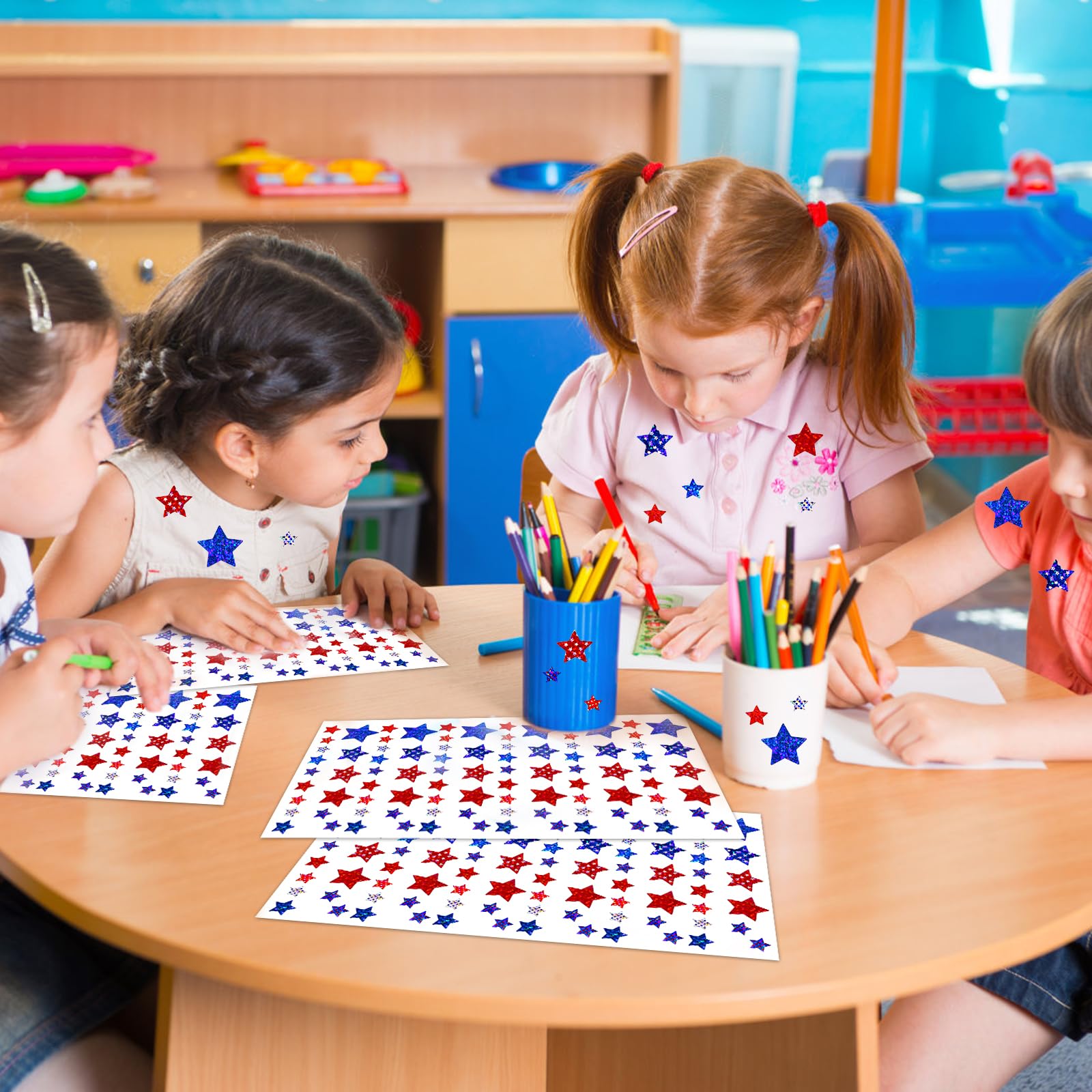 1440 Pieces Star Stickers for for Boys Girls, Self-Adhesive Foil Star Metallic Stickers for Incentive Chart Red White Blue Patriotic Star Stickers for DIY Crafts Scrapbooking School Office Supplies - Image 2