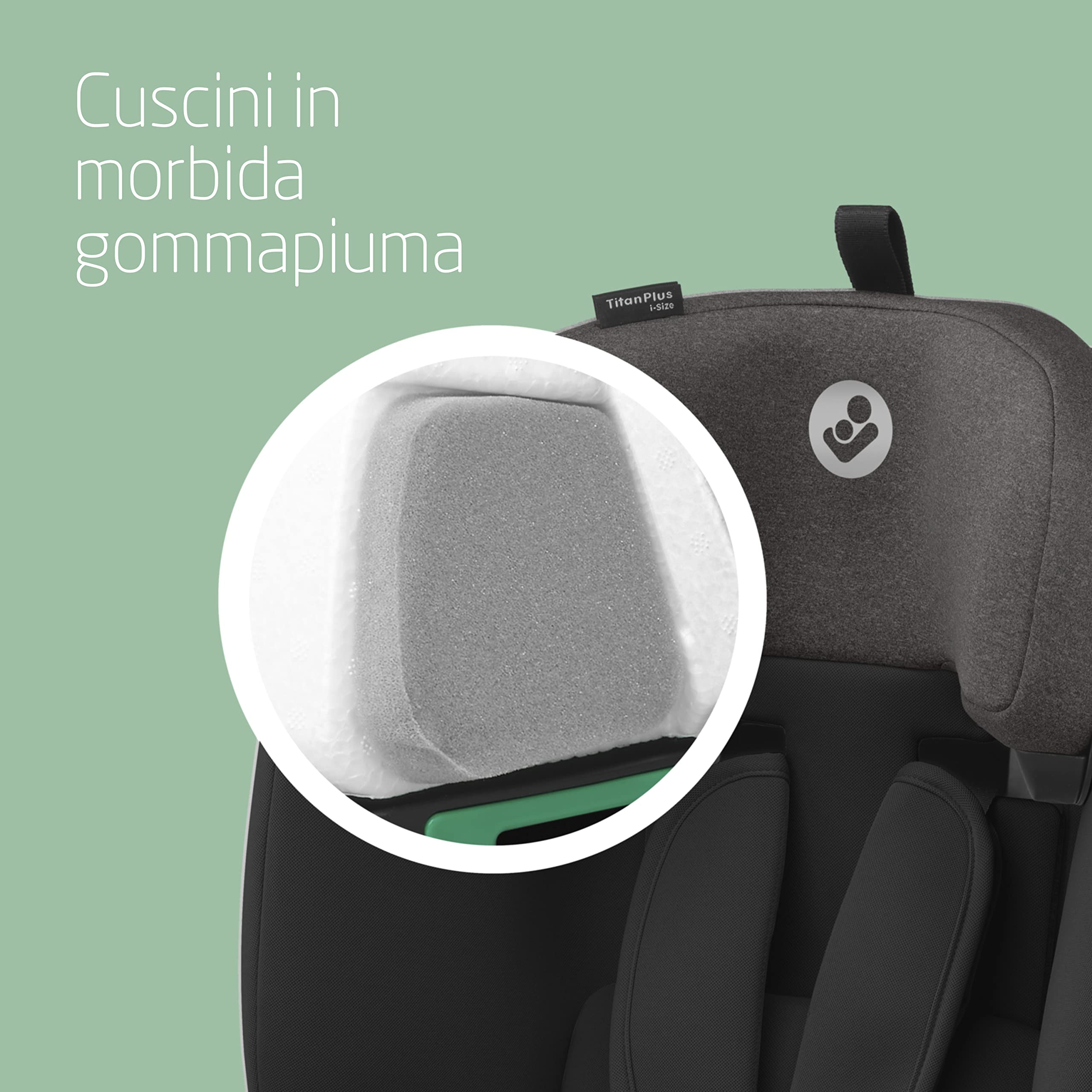 Maxi-Cosi Titan Plus i-Size, Seggiolino Auto ISOFIX, 15 Mesi - 12 Anni (76 - 150 cm), Reclinabile in 4 Posizioni, Regolabile in Altezza, Side Impact Protection G-CELL, per Bambini, Authentic Black