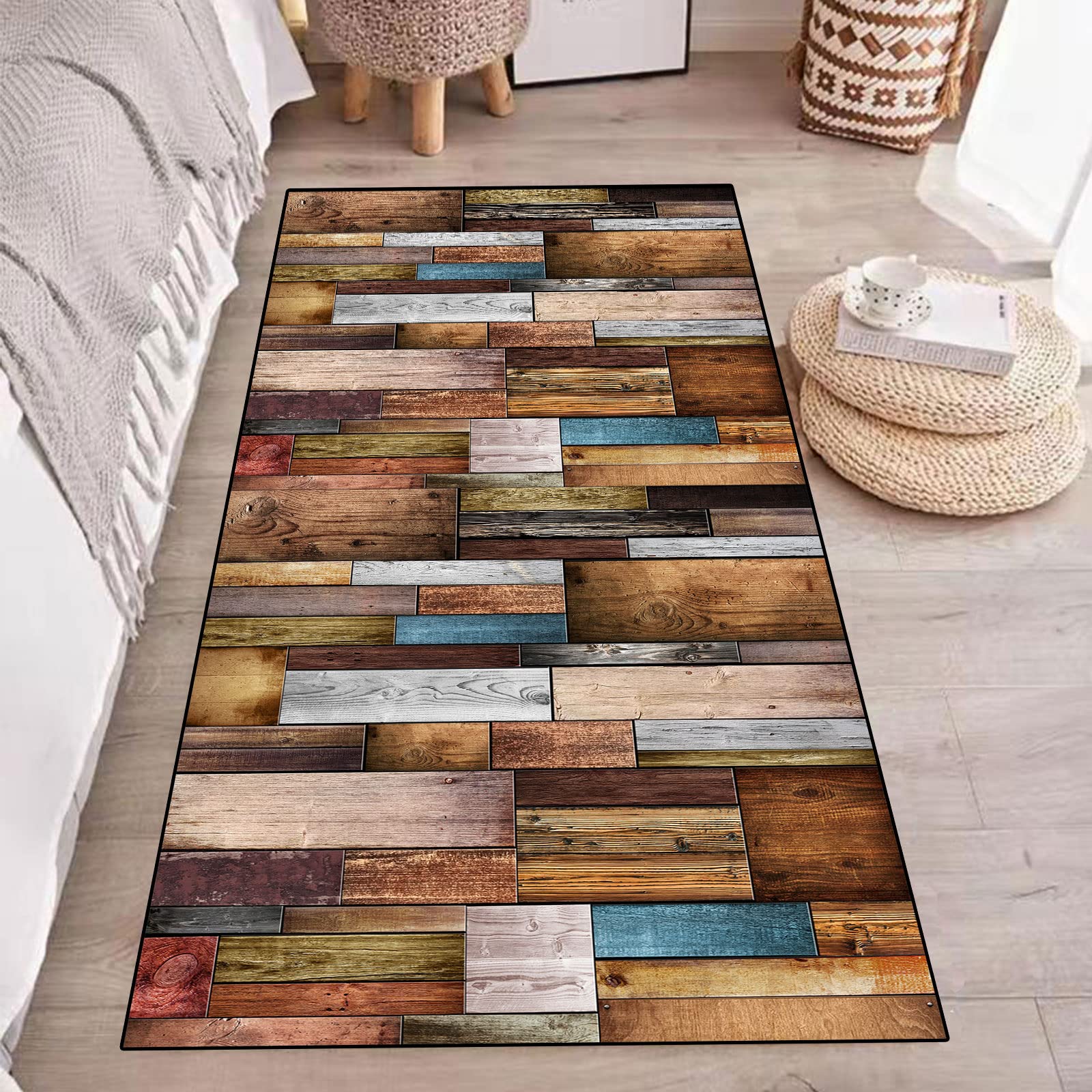 Teppichläufer Modern Küchenläufer Niederflor Flurläufer,Bunter Modern Geometrisch rutschfest Waschbar,für Korridor,Schlafzimmer,Innen Wohnzimmer,Küche - Anpassbar