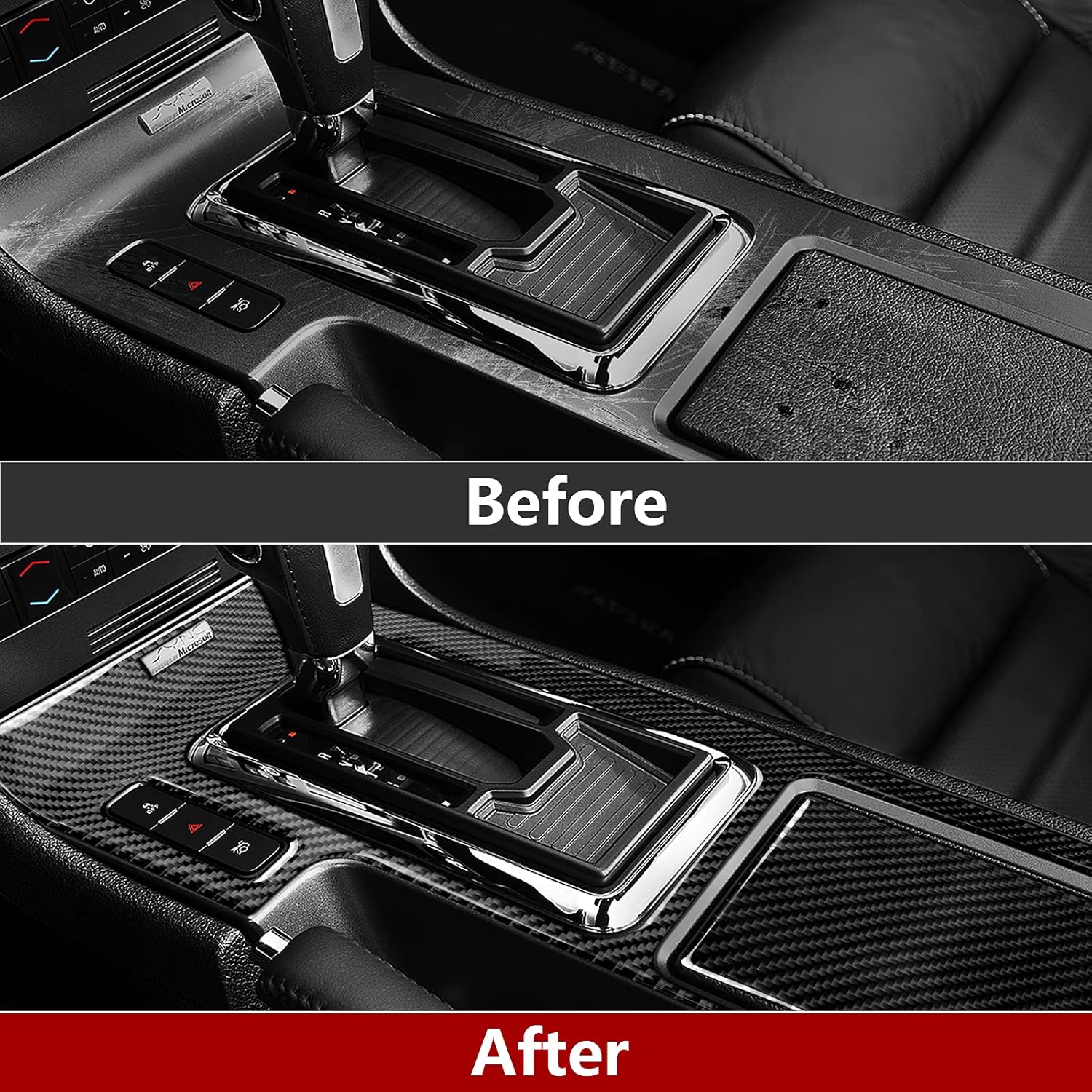 Car Real Premium Carbon Fiber Interior Trim Accessories for Ford Mustang GT Shelby 2009 2010 2011 2012 2013 2014 Gear Shift Panel Cup Holder Cover Sticker