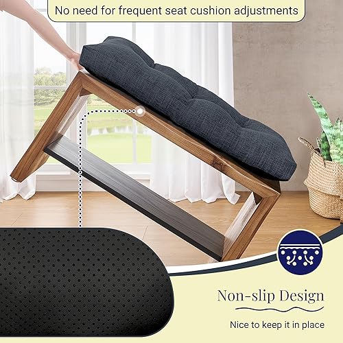 Miniatura 4 de Basic Beyond Cojín de banco para interiores y exteriores, cojines largos de espuma viscoelástica antideslizante para muebles de interior, cojín de