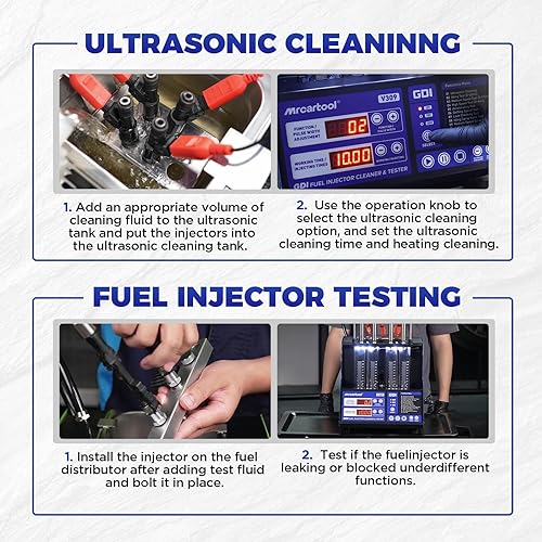 Miniatura 7 de MR CARTOOL Inyector de combustible limpiador probador máquina diesel y gasolina, sistema de inyección de combustible V309 prueba ultrasónica kit de