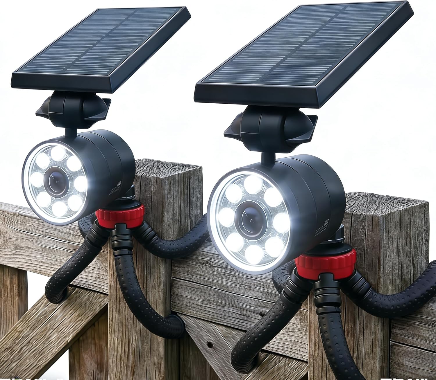 Free 100-DAY Replacement/Refund, Solar Motion Lights Outdoor Waterproof, Solar Security Spot Lights Motion Outdoor Camping Lights for Outside Camp Patio, Fence, Deck, Post(2Pack)