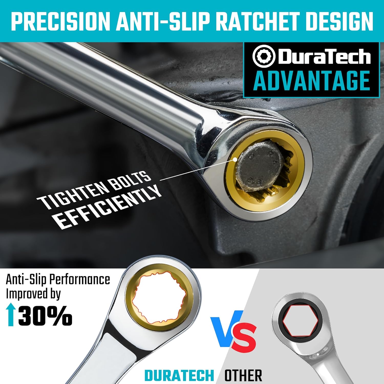 DURATECH 21mm Extra Long Ratcheting Wrench, CR-V Steel and Extra Long Anti-Slip Ratcheting Wrench Set, Double Box End Wrench Set, 9-Piece, Metric, 10, 12, 13, 14, 15, 16, 17, 18, 19mm, CR-V