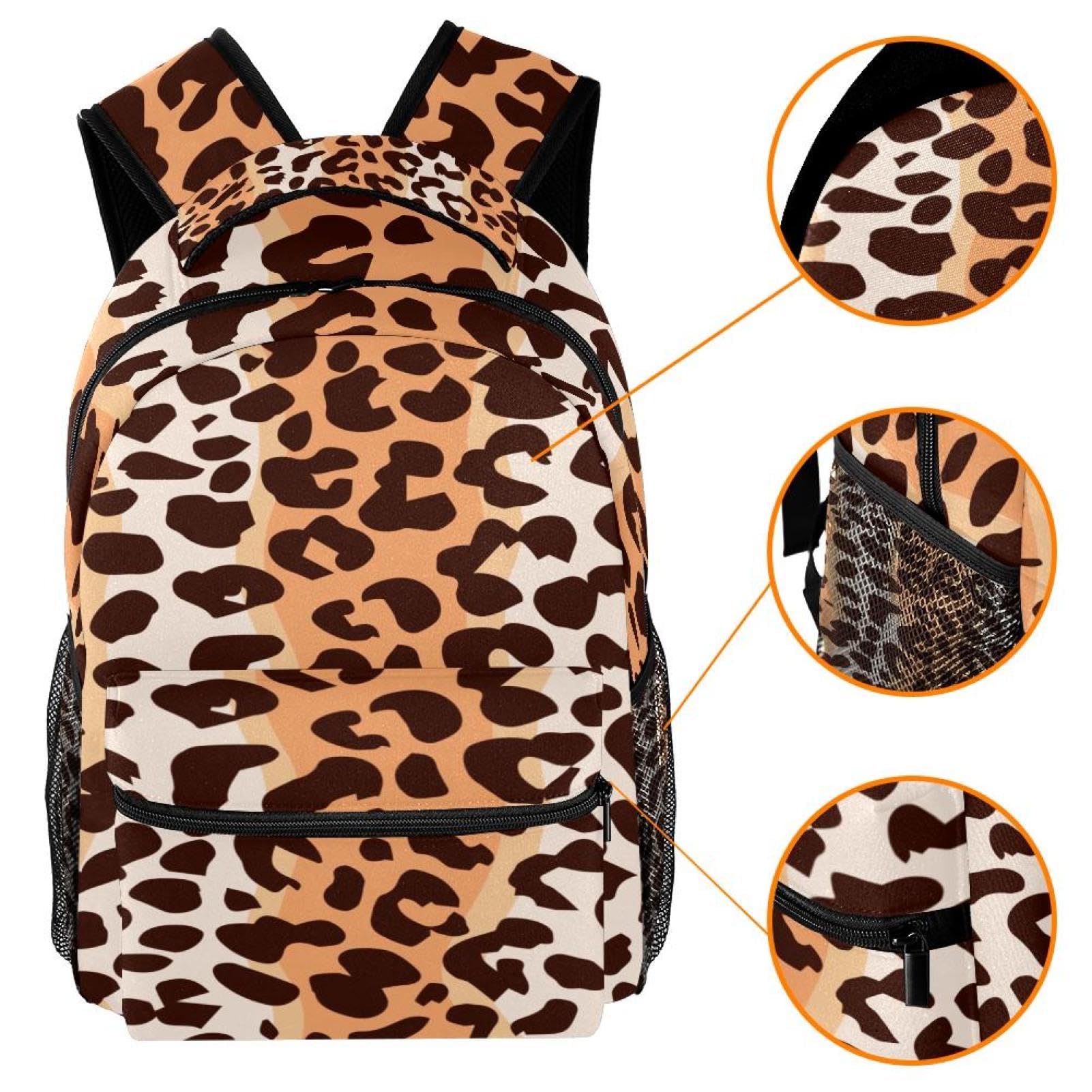 Zaino scolastico per uomini e donne, borsa da viaggio per computer portatile, motivo leopardato, leggero, zaino casual per libri