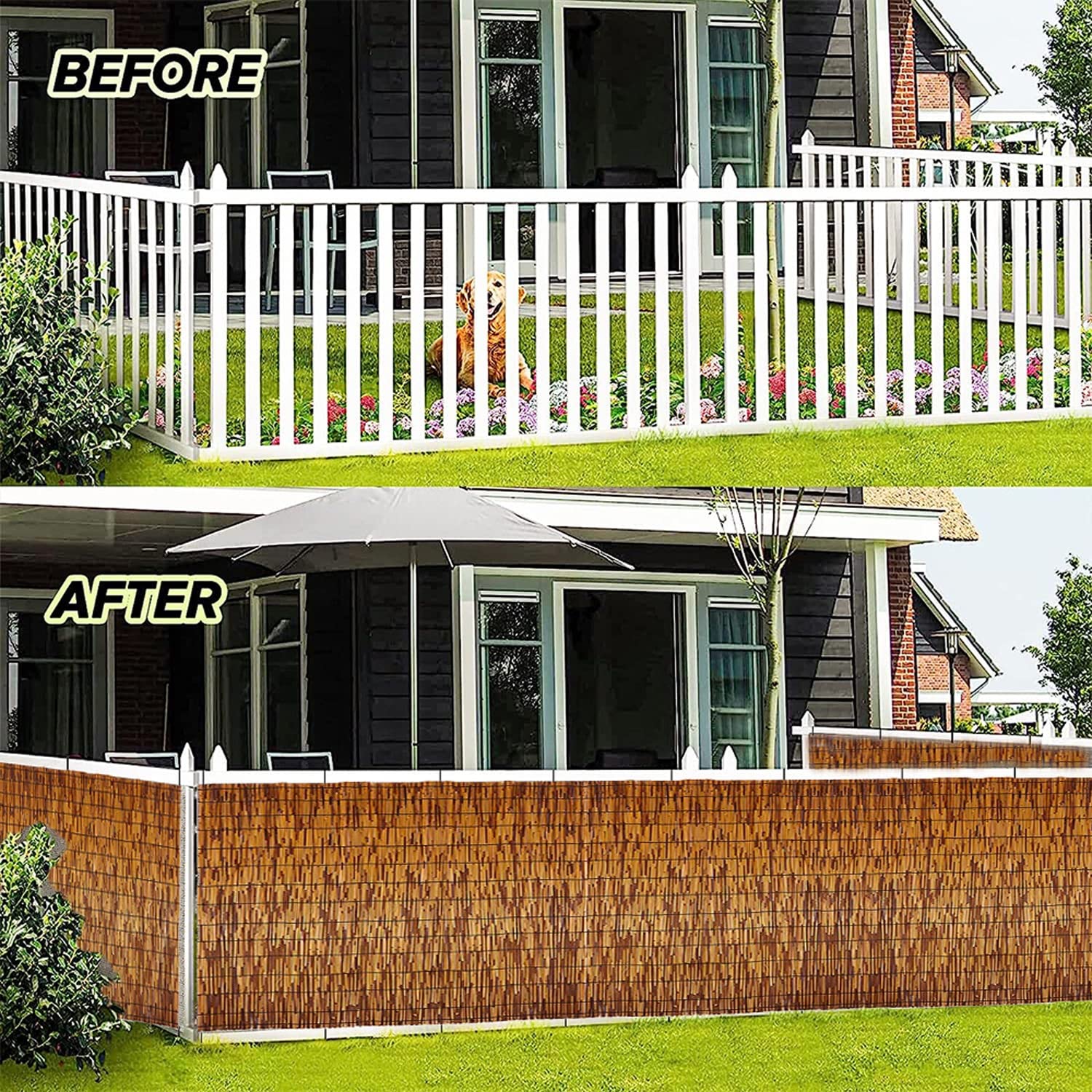 Rouleau De Clôture En Bambou, Panneau Mur En Bambou Écran Jardin Écran De Confidentialité En Bambou