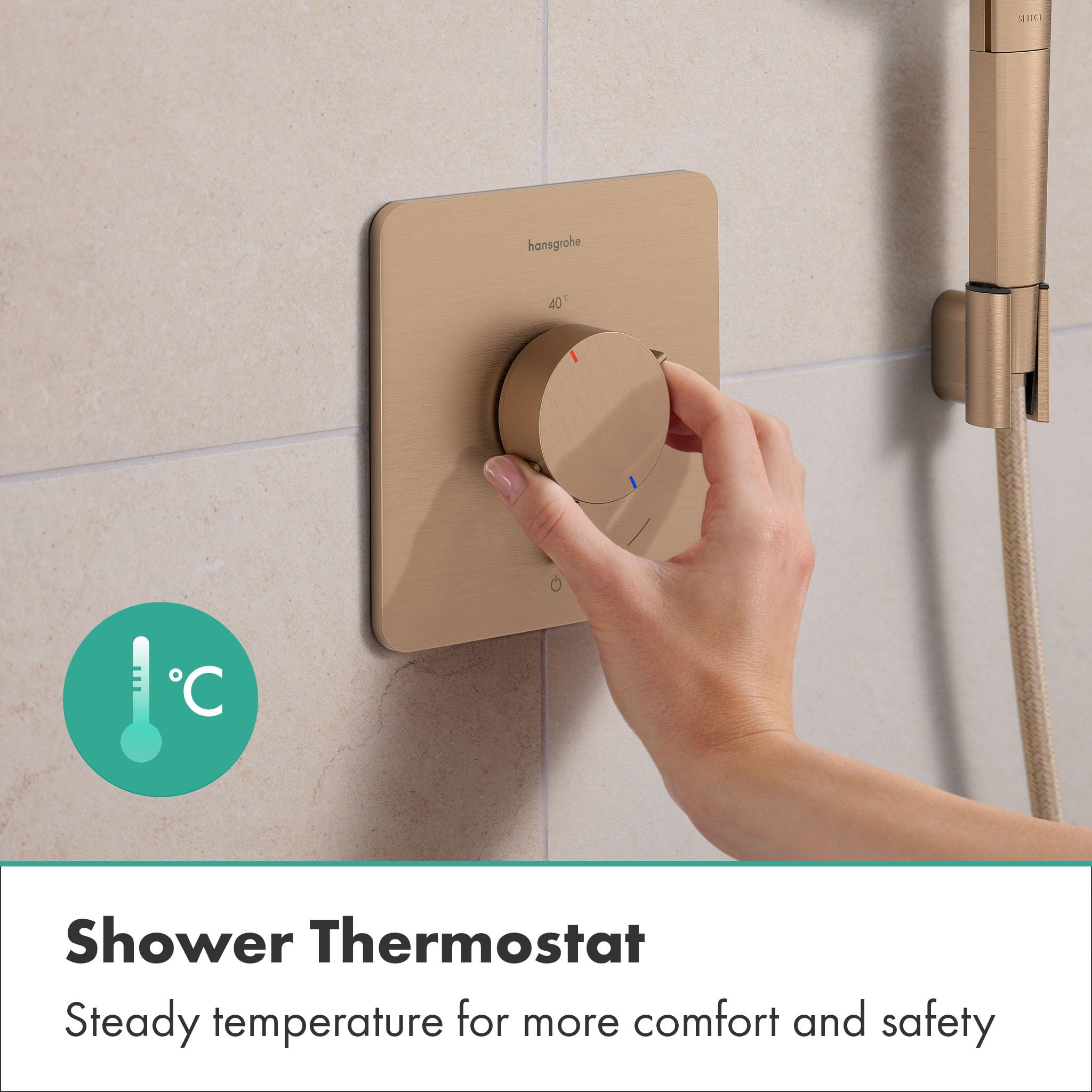 hansgrohe Ecostat Comfort Q - termostat prysznicowy podtynkowy, armatura prysznicowa z blokadą bezpieczeństwa (SafetyStop) w temperaturze 40°C, termostat do prysznica, bateria mieszająca dla 1
