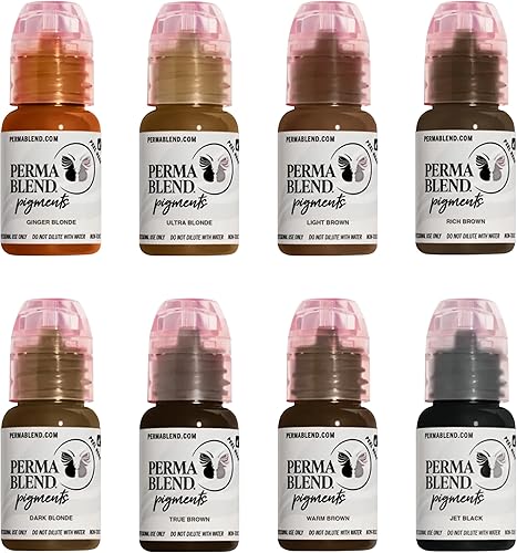 Vista 12 de Perma Blend Pigmento de tinta de tatuaje de cejas rubio jengibre, suministros profesionales de microblading para cejas, botella de 1/2 oz
