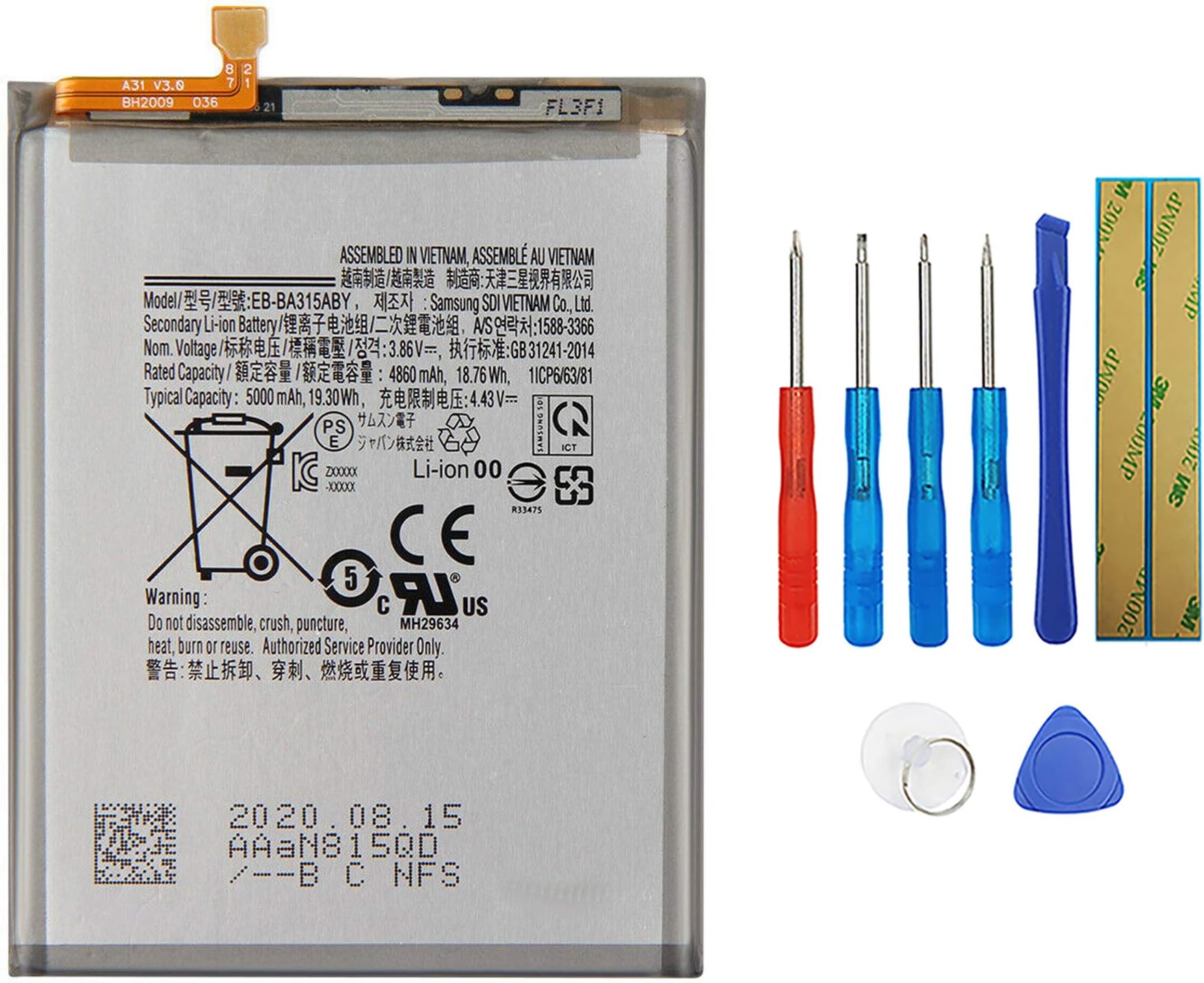 Battery EB-BA315ABY Compatible with Samsung Galaxy A31 / Samsung Galaxy A32 (Not fits for A32 5G) with Tools