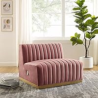 Vista 86 de Modway Conjure - Sofá seccional tapizado de terciopelo de alto rendimiento, con canal, silla sin brazos en negro y gris