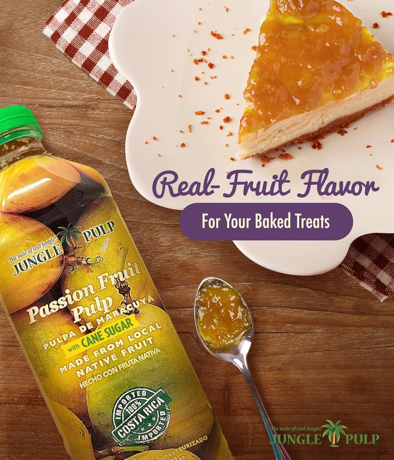 Jungle Pulp Passion Fruit Puree Costa Rica Blend, Topping, Flavoring, Better Than Syrup, For Cocktails, Pastries, Smoothies and Cooking 33.8oz/1 Liter.