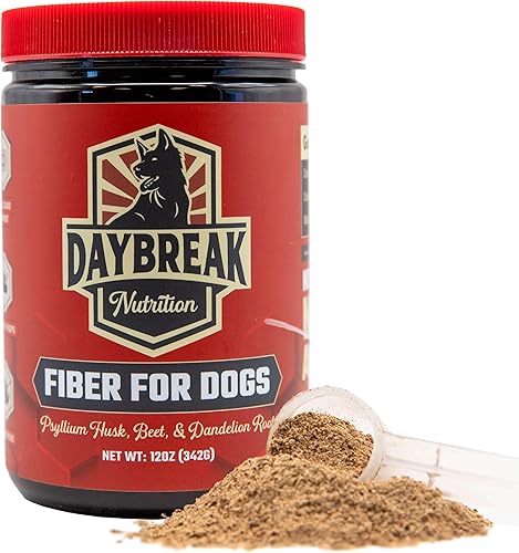Daybreak Nutrition Fibra para perros cáscara de psyllium, raíz de remolacha, raíz de diente de león y prebióticos para ayudar a aliviar la diarrea,