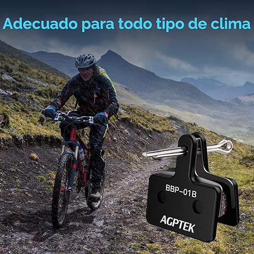 Miniatura 6 de AGPTEK Pastillas de freno de bicicleta, pastillas de freno de alto rendimiento, pastillas de freno de disco y resorte (semimetálico y resina)