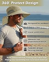 Vista 2 de Sombrero de ala ancha Sun Blocker, para protegerte del sol, con solapa para el cuello y cordón ajustable, para viajes, pesca, camping, senderismo