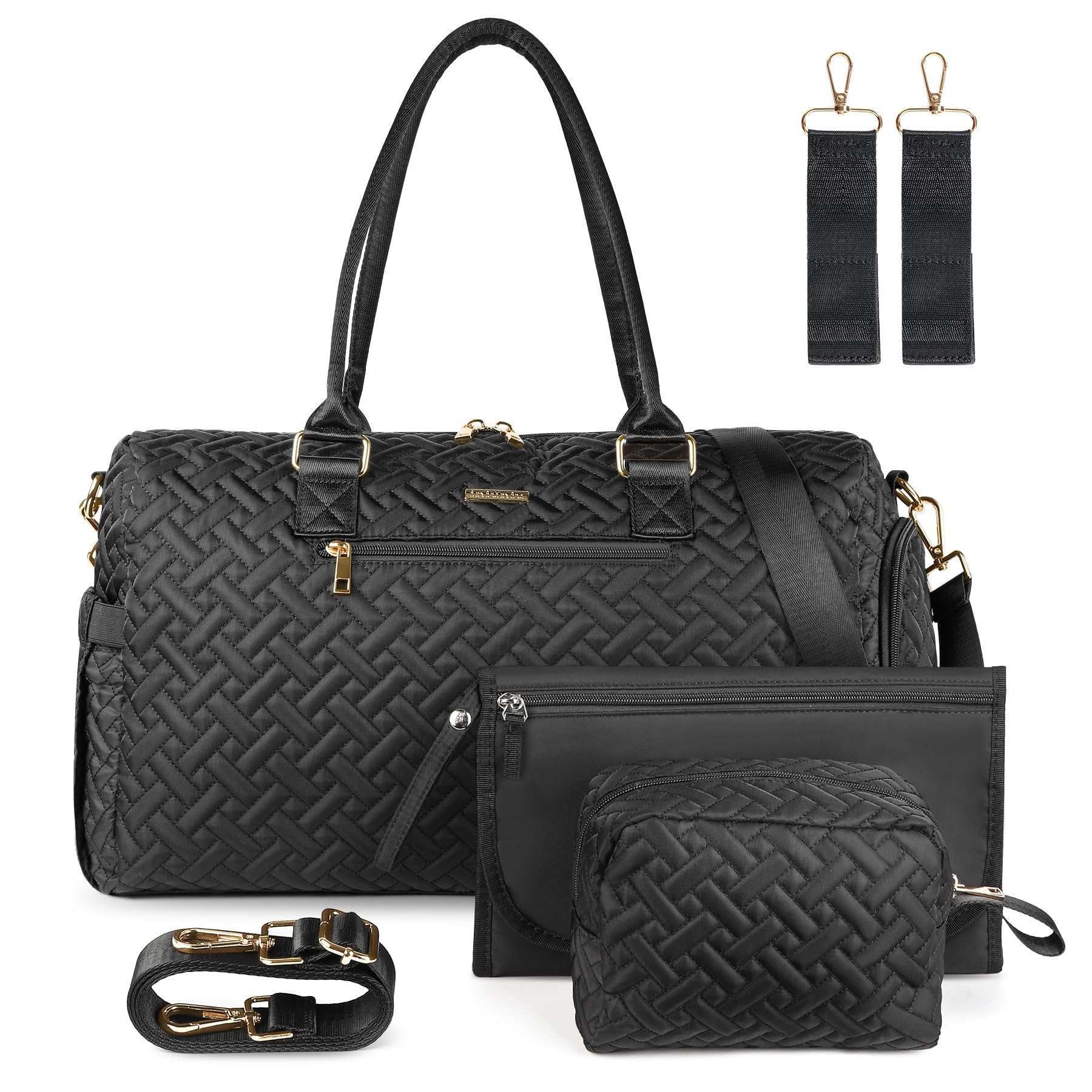 Iniuniu Large Diaper Bag Tote Black for Mommy Multi-Function Travel Waterproof Changed Pad Cosmetics Bag