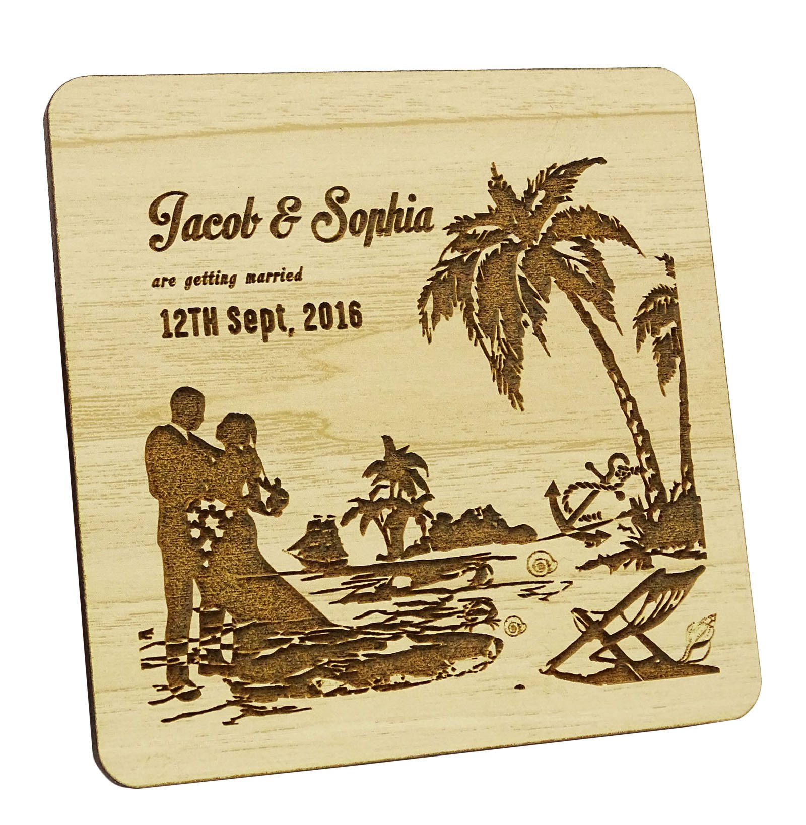 Magnets de mariage personnalisés en bois gravé Darling Souvenir pour save the date rustique