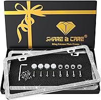Vista 16 de SHARE&CARE Marco de matrícula brillante para regalos del día de Pascua, cubierta de matrícula de cristal, soporte para placa de automóvil con juego