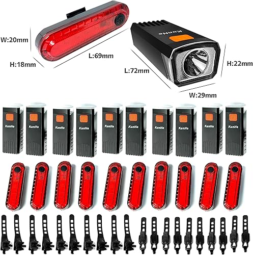 Miniatura 6 de Kunhe Luces de bicicleta recargables USB-C delanteras y traseras (2 o 4 o 10 o 20 paquetes) conducción nocturna para niños y adultos, 3 modos de
