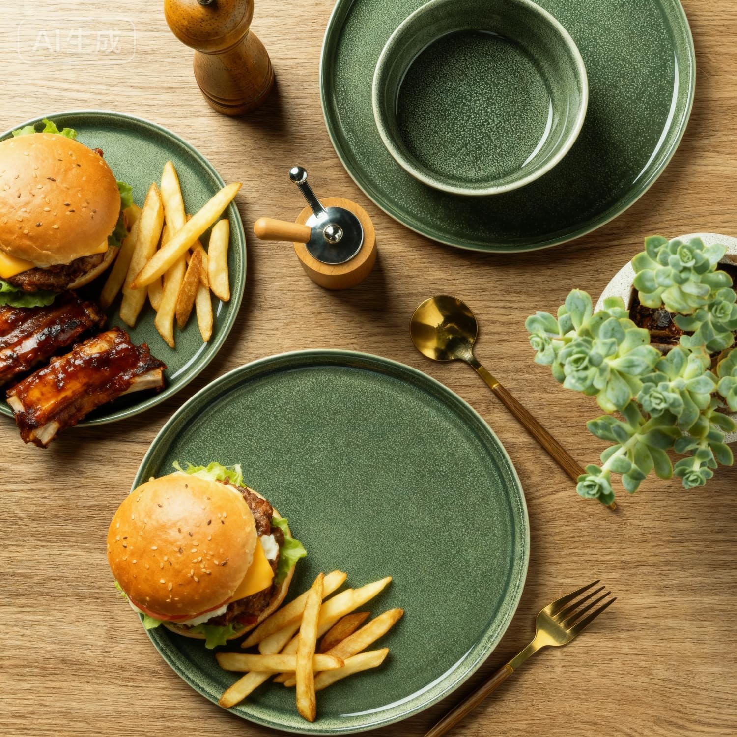 AmorArc Stoneware Dinnerware Sets for 4,Round Reactive Glaze Ceramic Plates and Bowls Set,Highly Scratch Resistant | Dishwasher & Microwave Safe Dishes Set,Service for 4 (12pc) - Image 4