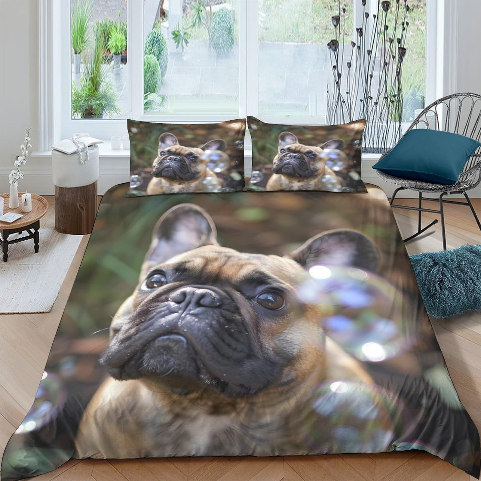 Ctjqhvkz Style-7 3D Printed French Bulldog Fitted Sheet Microfiber Animal Pattern Mattress Cover For Bedroom Guest Room Dorm Decor Single（135X200cm）