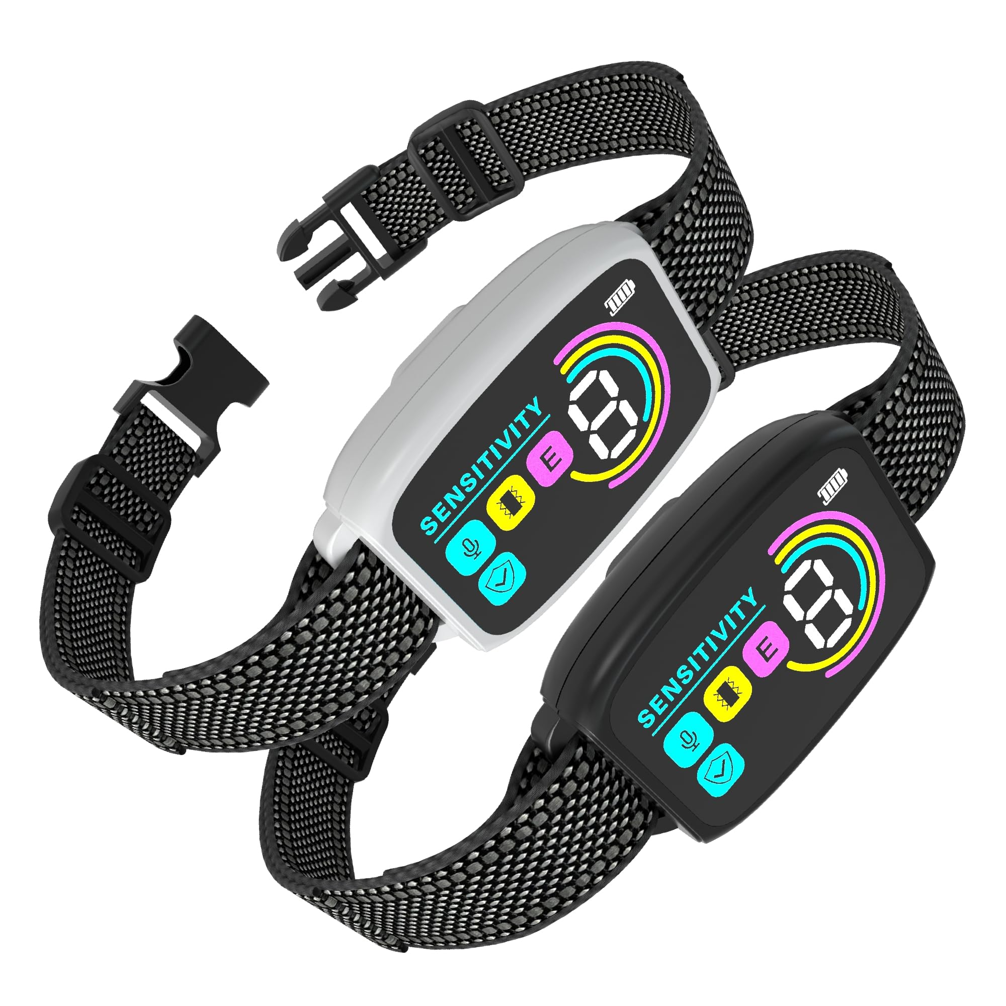 Meloive Collar Antiladridos Automático para Perros,Detección Inteligente de Ladridos,Sensibilidad Ajustables,Resistente al Agua y Recargable,2 Unidades