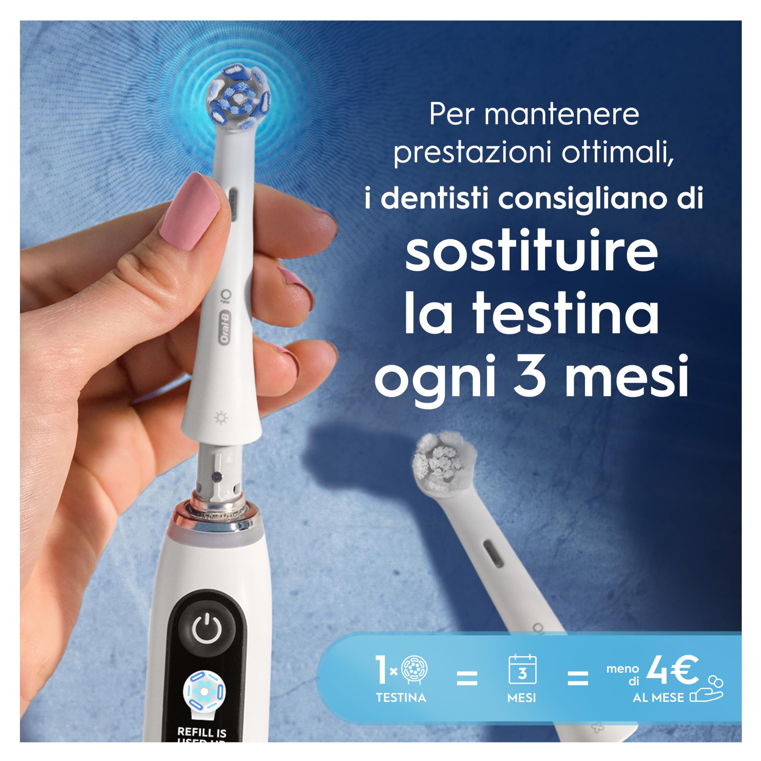 Oral-B Testine di Ricambio iO Series Ultimate Clean Bianche per Spazzolino Elettrico, 8 Testine Rotonde Autentiche, con setole CrissCross per rimuovere la placca