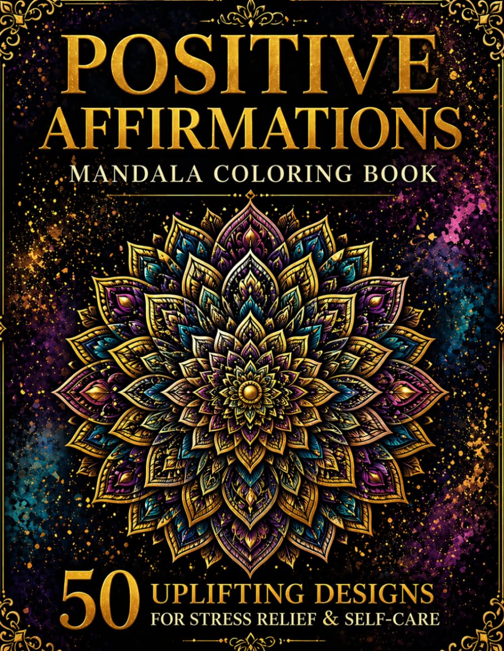 POSITIVE AFFIRMATIONS MANDALA COLORING BOOK: 50 UPLIFTING DESIGNS FOR STRESS RELIEF & SELF-CARE