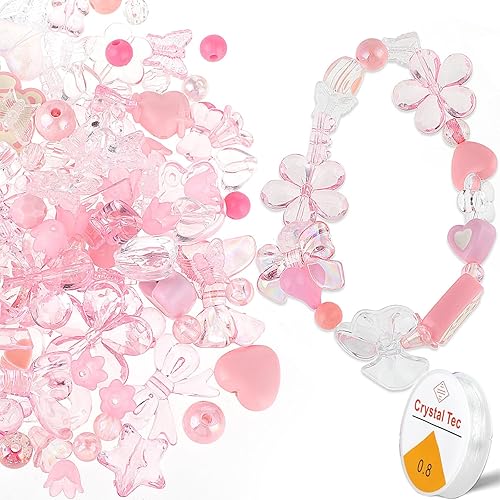 Miniatura 1 de 120 cuentas lindas surtidas para hacer joyas, cuentas de colores pastel de mezcla de cuentas estéticas Kawaii para hacer pulseras de amistad,