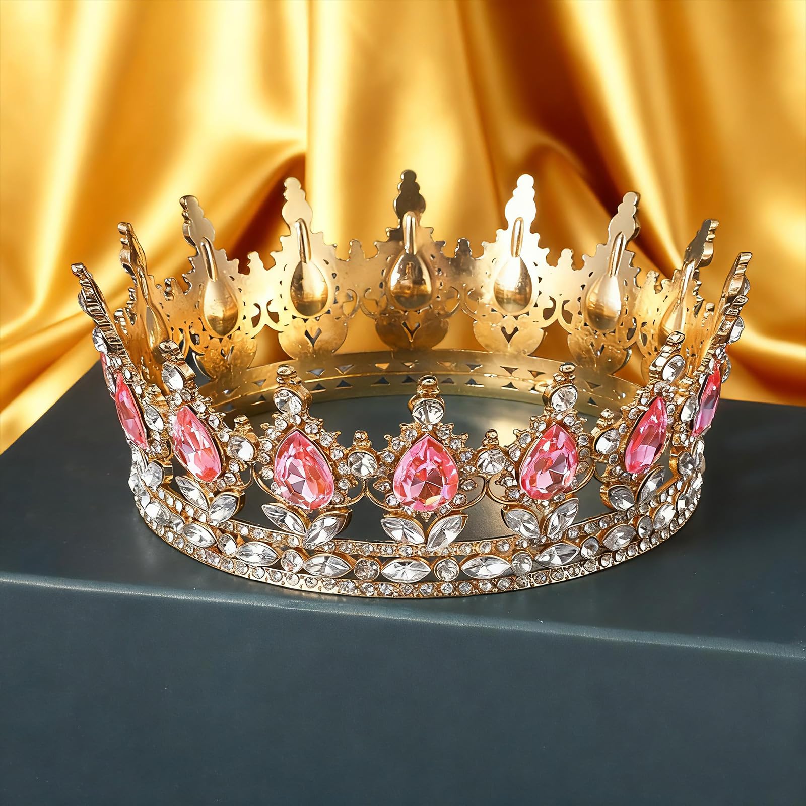 1 sztuka korona dla panny młodej, diadem księżniczki, kryształowa diadem, diadem księżniczki, kryształki stras, opaska na czoło, korona na wesele, tiary, brokatowy diadem, ozdoba do włosów, korona na