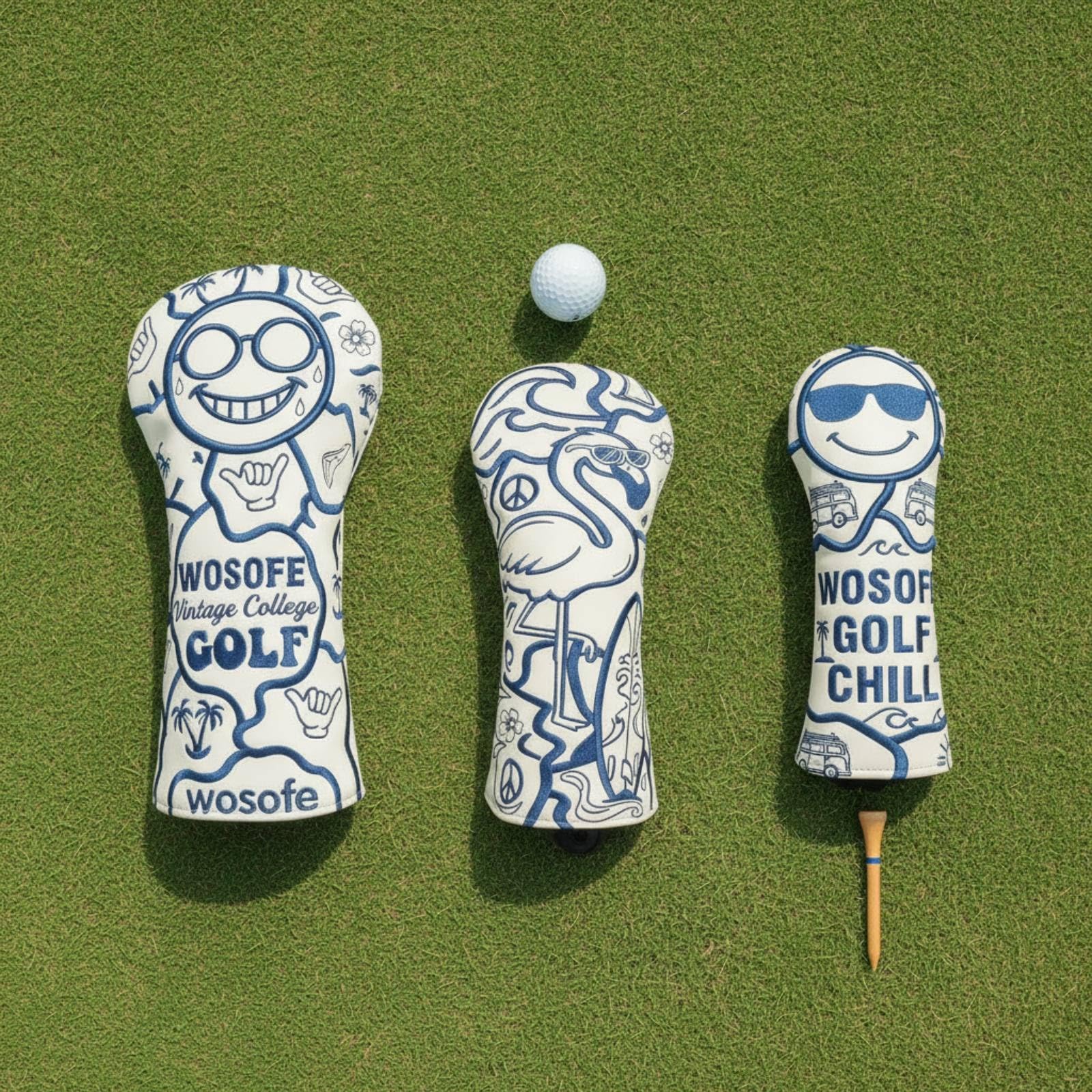 Funda para Cabeza de Palo de Golf Cubierta Protector Carcasa Envoltura de Putter en PU Cuero Vintage Grabado Resistente Acolchado Ligero Adecuada para Campo Práctica Viaje, Beige