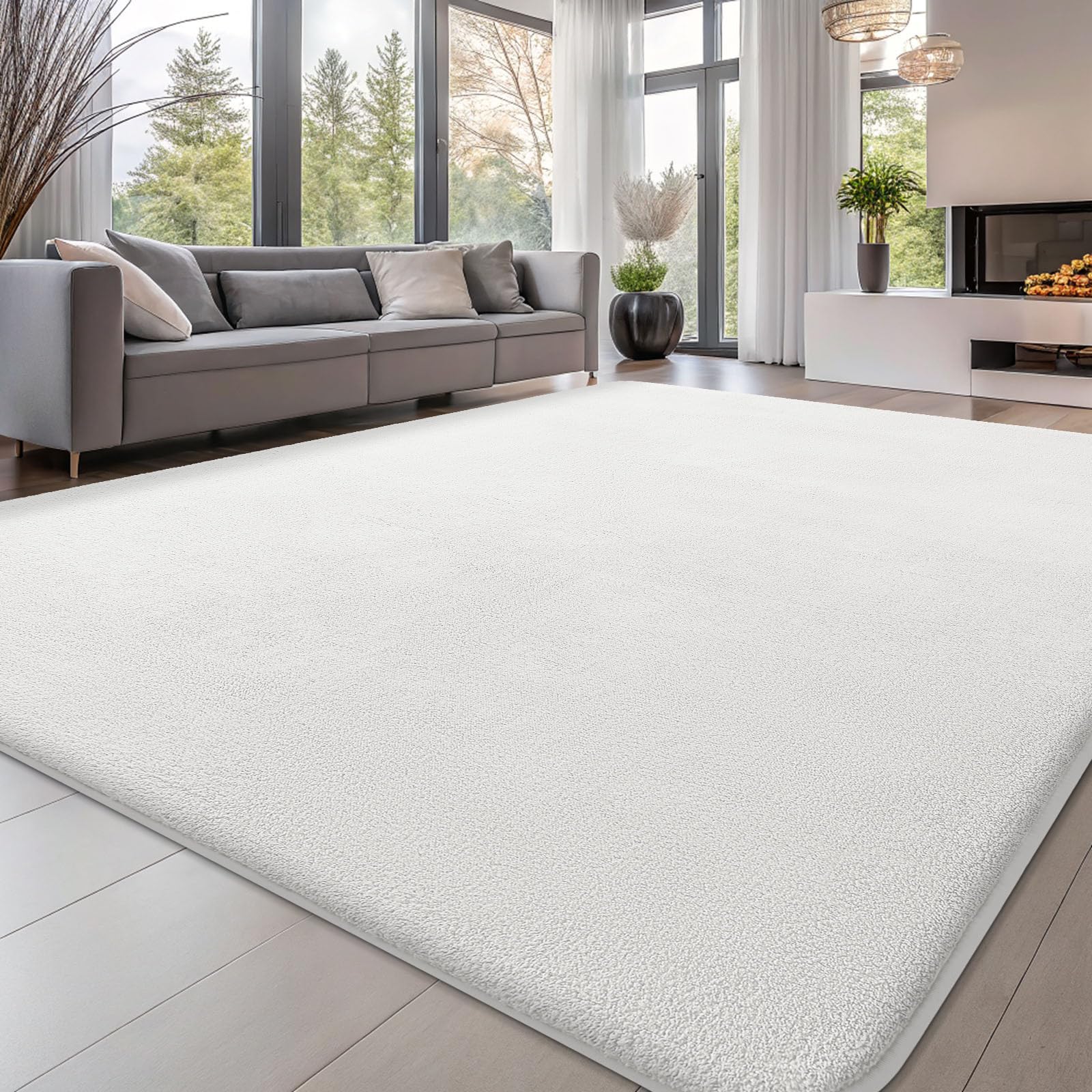 smiry Modern Fluffy Rugs Living Room, 120x160cm, Cream