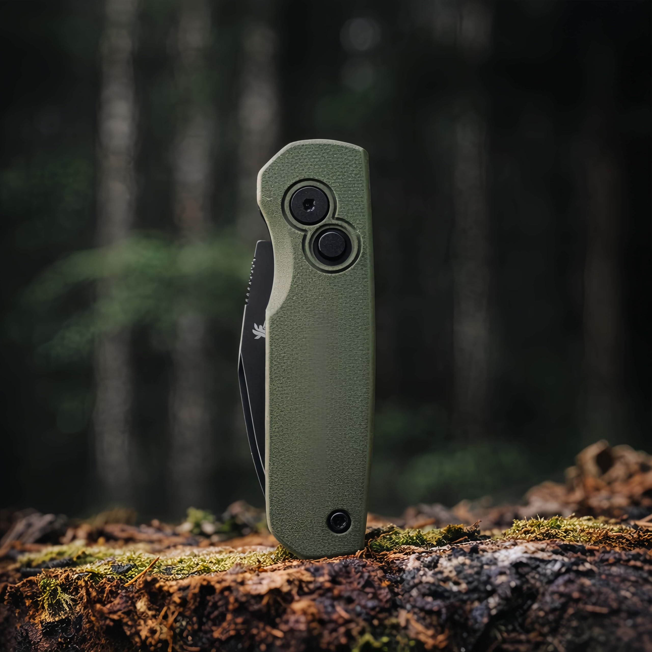Kleines Klapptaschenmesser – 4,98 cm lange Wharncliffe-Klinge, D2-Stahl, strukturierter G10-Griff, Geschenk für Männer und Frauen zum täglichen Tragen, Camping, Wan (Grün)
