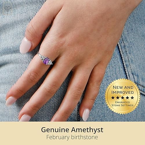 Miniatura 2 de MAX + STONE Anillos de piedras preciosas de oro de 10 quilates para mujer, anillo de aniversario con piedra natal de corte esmeralda, anillo