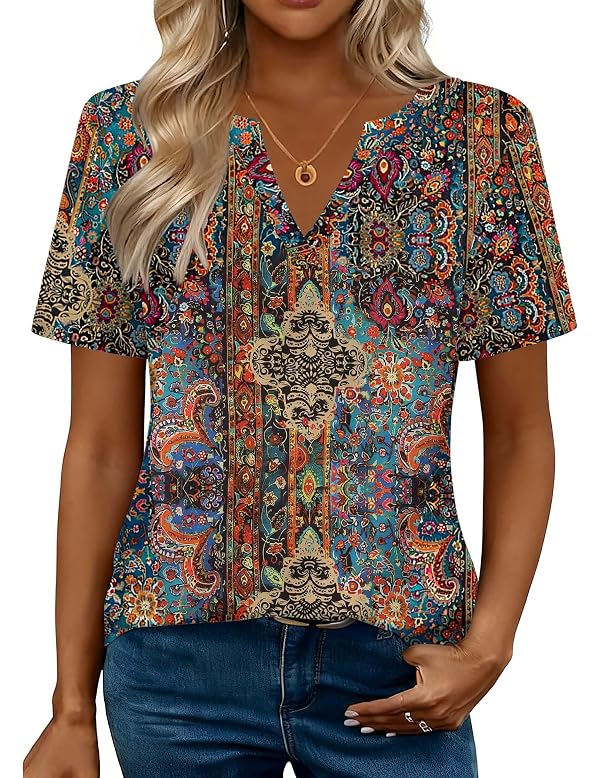 Zeagoo T Shirts for Women Short Sleeve Tops Casual Cute V Neck Loose by Zeagoo - Used condition - Image 4