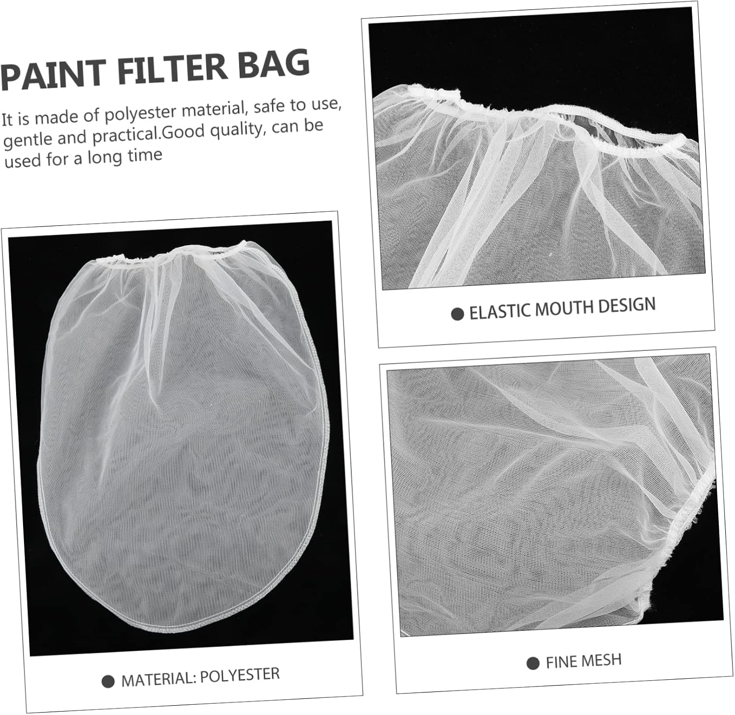 5 Pack Elastic Opening Strainer Bags Polyester Mesh Filters for Home Paint