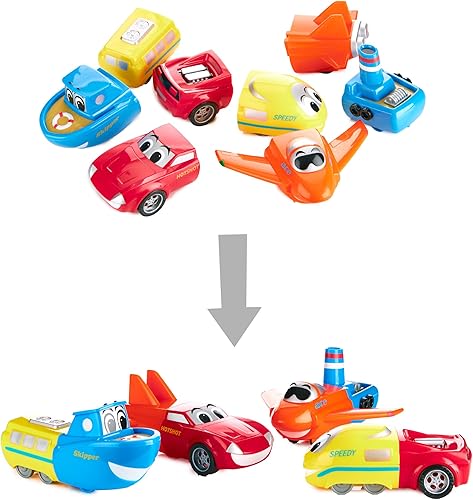 Mix or Match Vehicles Junior, juego de juguete magnético, 8 piezas