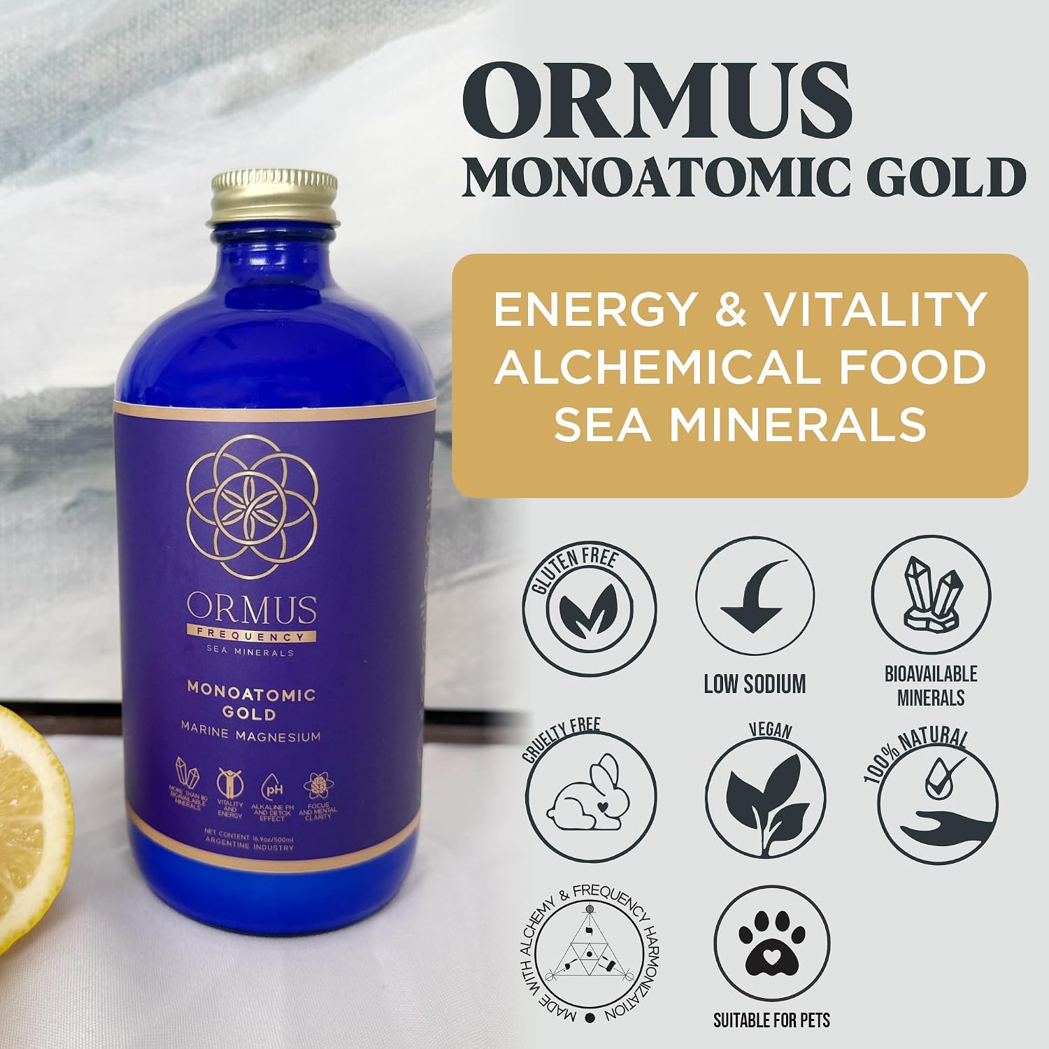 500ml ORMUS PATAGONIA ARGENTINA - Pure Ormus Monoatomic Gold Liquid Minerals Supplements for Energy, Mental Focus and Rejuvenation, Enhance Stamina, Vitality, and Mental Clarity 500ml