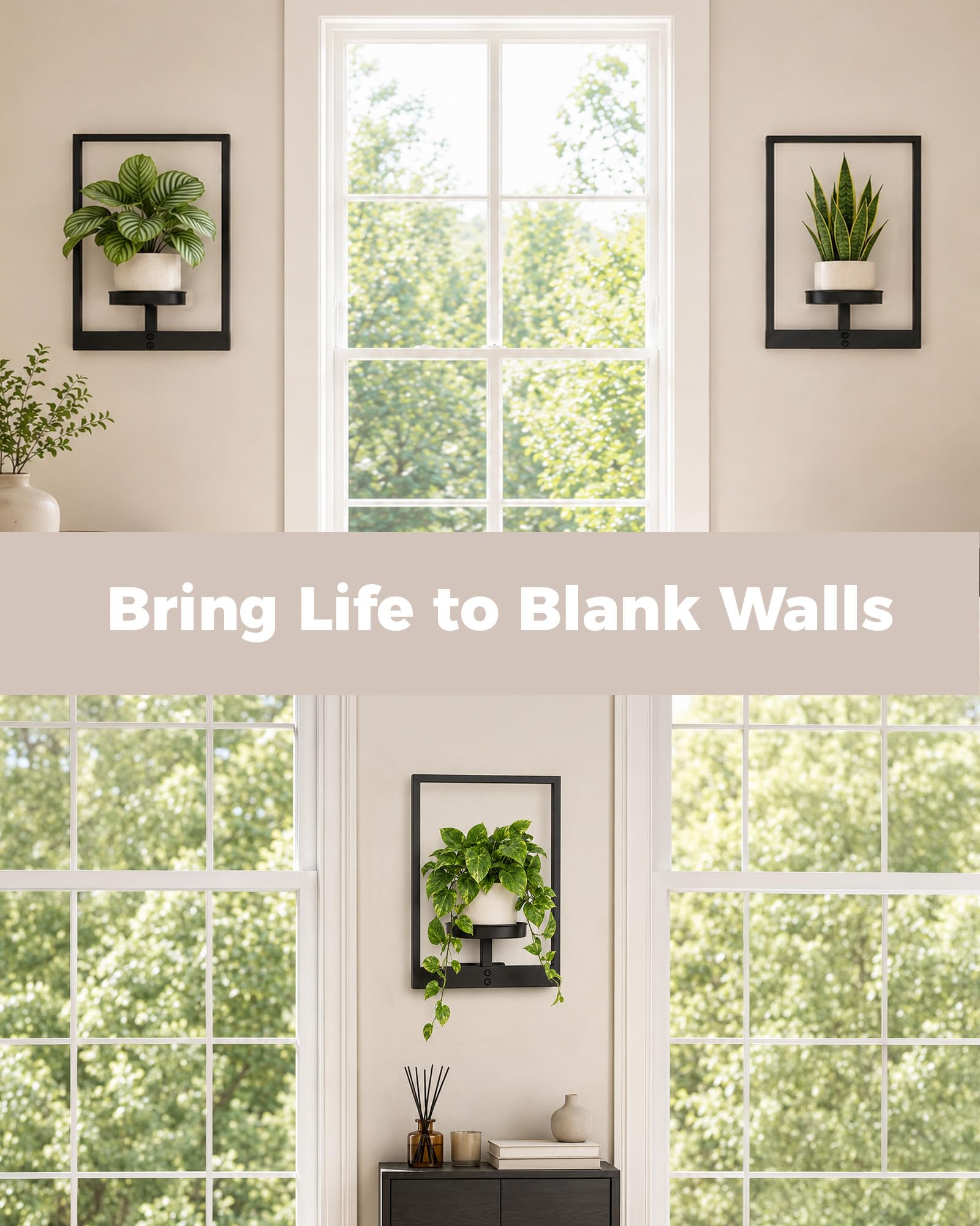Best Vertical Wall Art for Tall Walls in 2026 2 Bamworld Hanging Planters for Indoor Plants Wall Decor Living Room — product photo