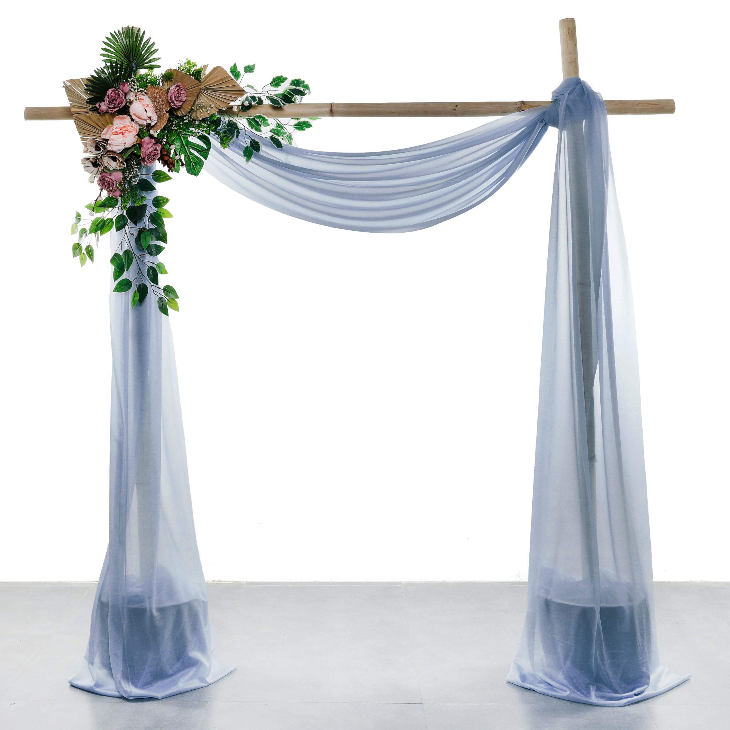 VDS Pack of 2 Panel (30 Inch X 20 Feet) Wedding Arch Draping Fabric Sheer Chiffon Fabric Drapery for Wedding Ceremony Reception Swag Backdrop Canopy Chuppah ARBO Altars Decoration (Dusty Blue) — image 1